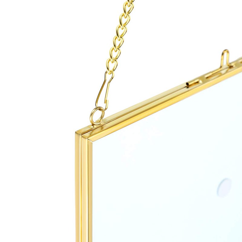 JUXYES Picture Frame, Set of 2 Brass Floater Frame, Golden Glass, 5 x 7 inches, Modern Art Design, Wall Hanging - Image 3